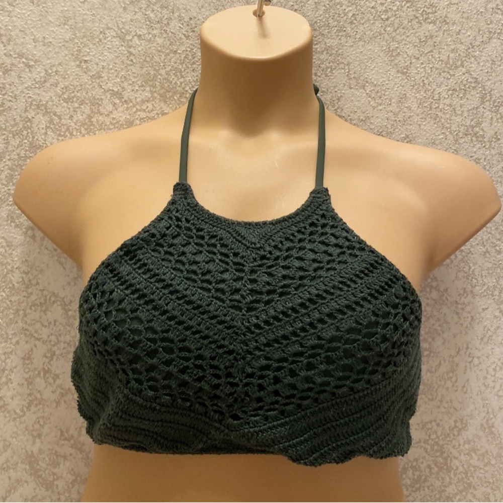Chic Dark Green Crochet Bikini Top